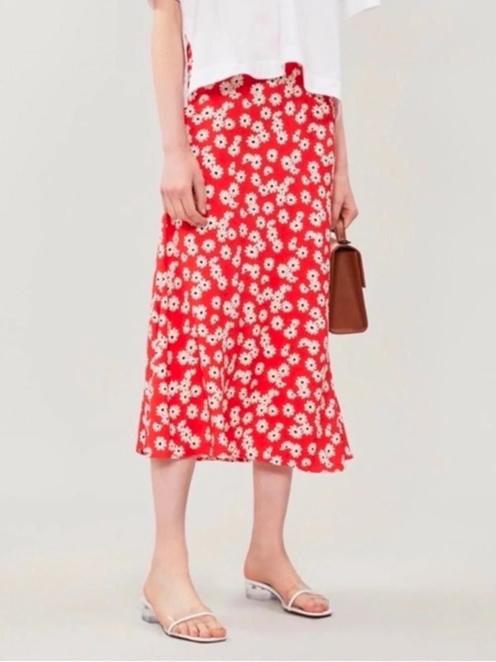 REFORMATION Bea Skirt floral print skirt in red Sz 8